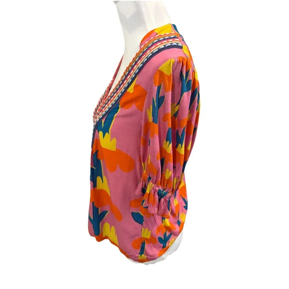 Anthropologie Bl^nk London Tropical Print Stephanie Blouse SZ XXS